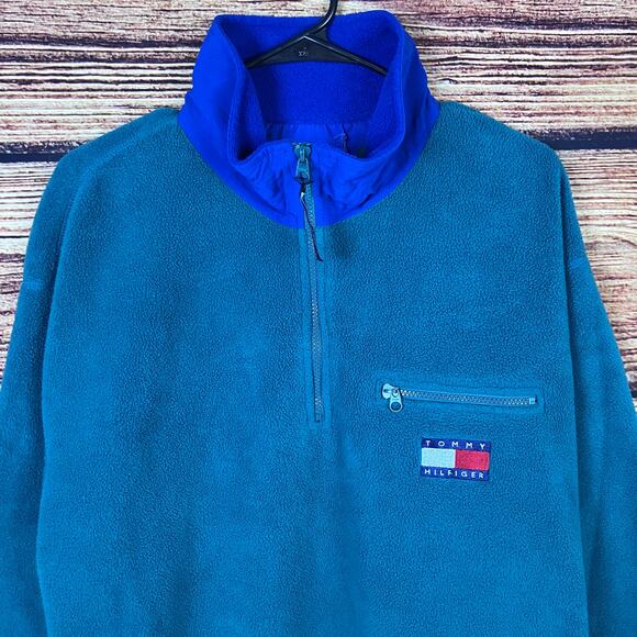 Vintage 1990s Tommy Hilfiger Quarter Zip Fleece Pullover - Picture 7 of 8